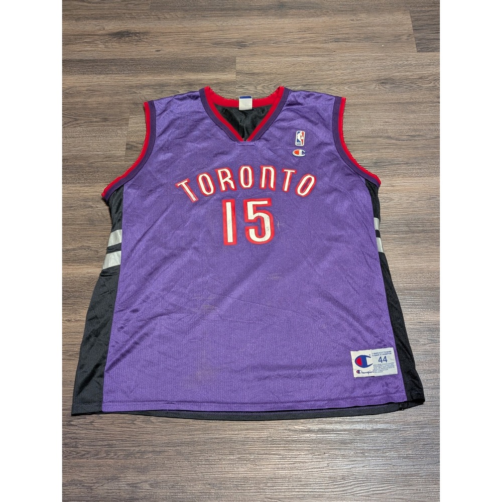 Champion Toronto Raptors Vince Carter 15 Jersey Mens 44 Large Purple NBA Vintage